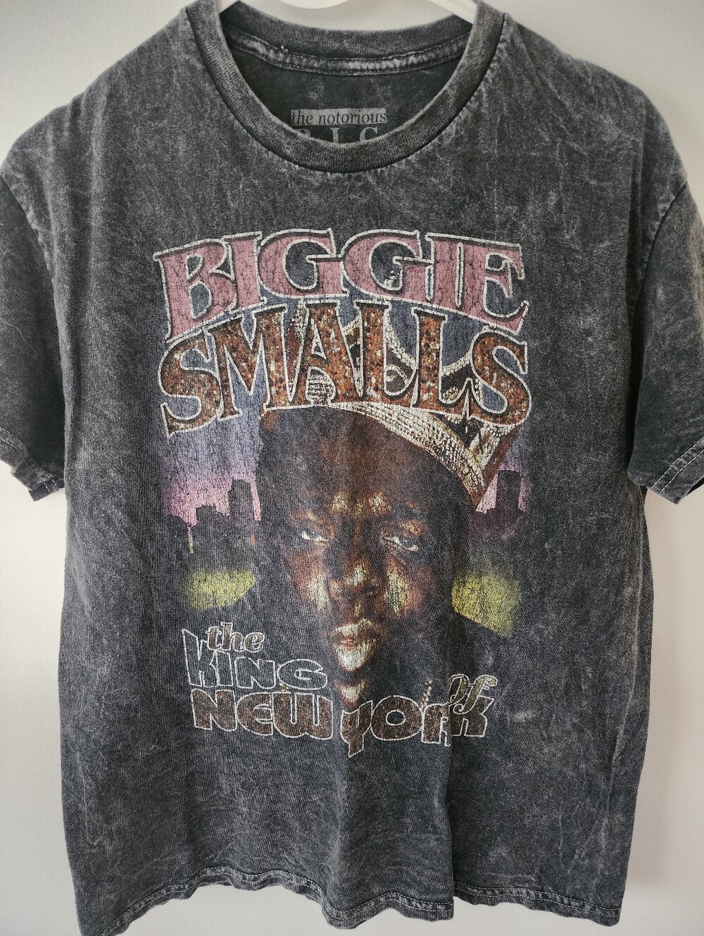 The Notorious B.I.G. Biggie Smalls Vintage-Style Graphic Tee - Washed Black